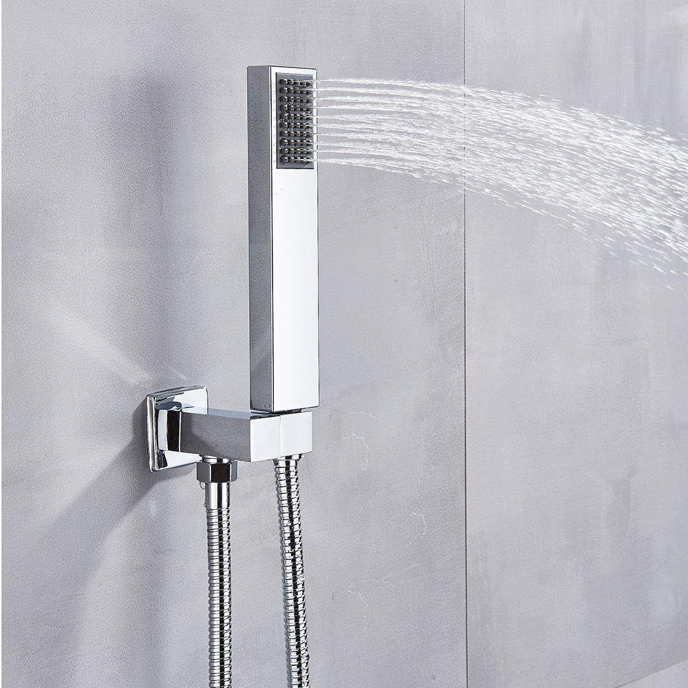 Chrome  Waterfall Shower Faucet Set Wall Mounted Bathroom Mixer Tap Bathroom Shower Set with Handshower|Shower Faucets|   - AliExpress