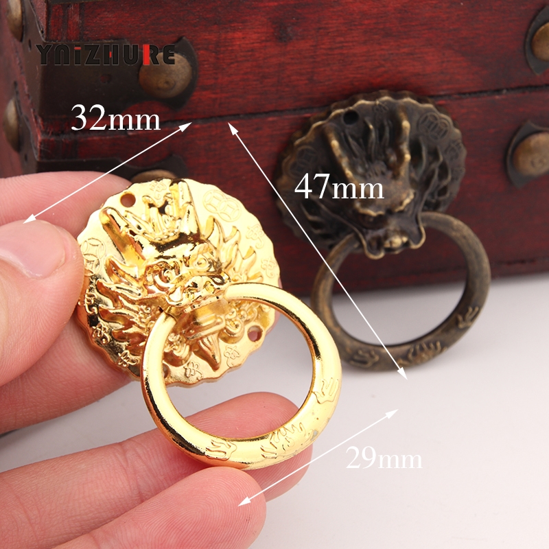 2Pc 32x47mm Vintage Dragon Head Furniture Door Pull Handle Zinc Alloy Cabinet Dresser Drawer Knob Ring Handle Furniture Hareware|Cabinet Pulls|   - AliExpress