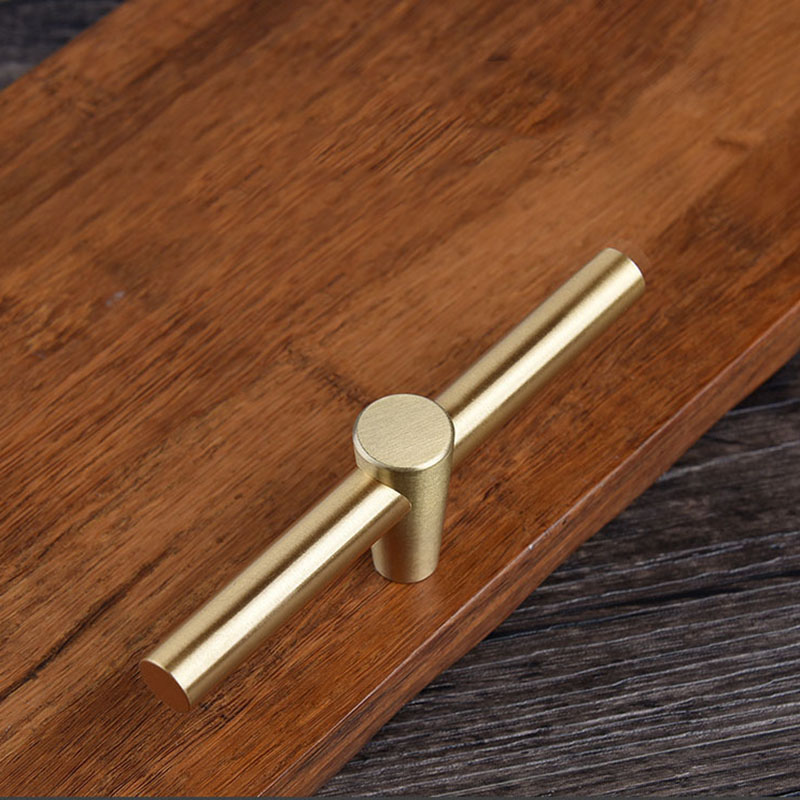 4pc/lot T Bar Knobs Pulls Pure Copper Kitchen Cabinet Door Handles Brushed Gold Brass Drawer Knobs Pull Handles Dresser Pulls|Cabinet Pulls|   - AliExpress