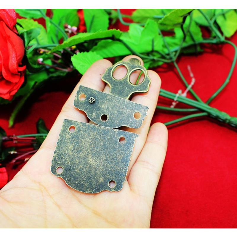 Bronze Alloy Antique Chinese Furniture Flower Pattern Handle Lock Hasp Jewelry Gift Wooden Box Locking Buckle,40*53mm,5Sets|Locks|   - AliExpress