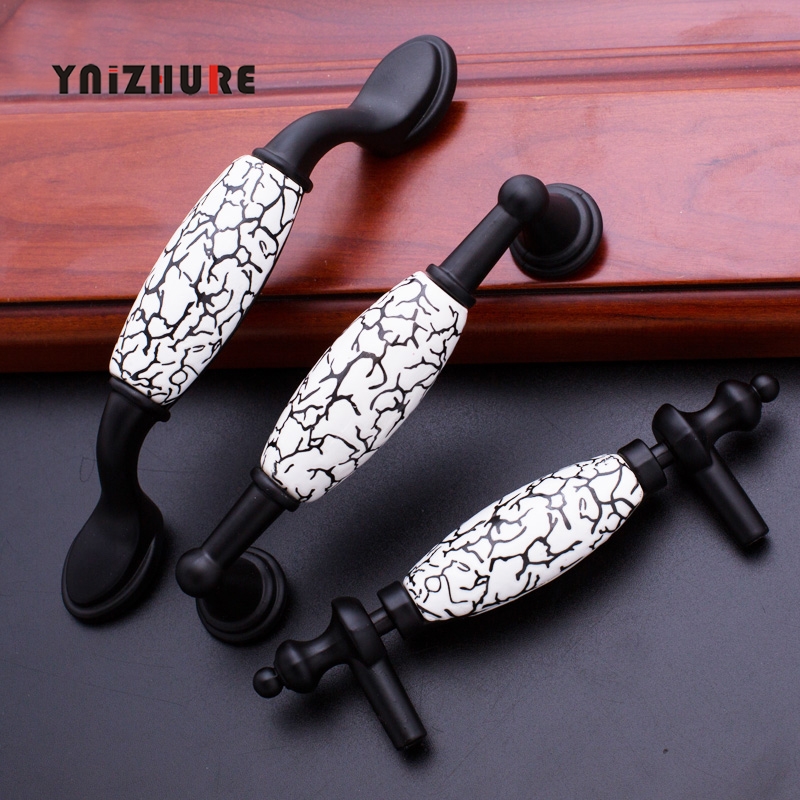 Black White Door Handles Country Style Ceramic Drawer Pulls Knob Kitchen Cabinet Handles and Knobs Furniture Handles|Cabinet Pulls|   - AliExpress