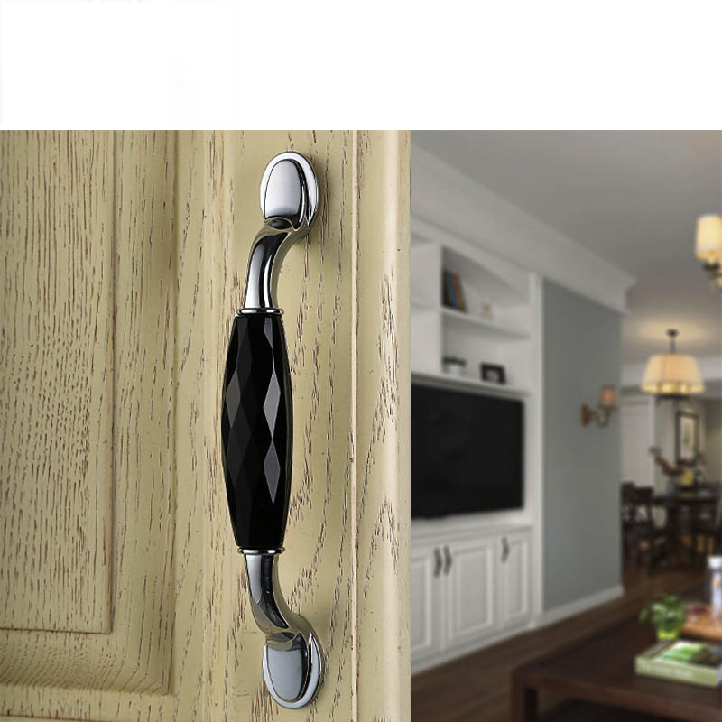 2pcs Furniture Handles with Crystals Black Door Handles Luxury Kitchen Cabinet Handle Knobs and Handles Drawer Pulls|Cabinet Pulls|   - AliExpress