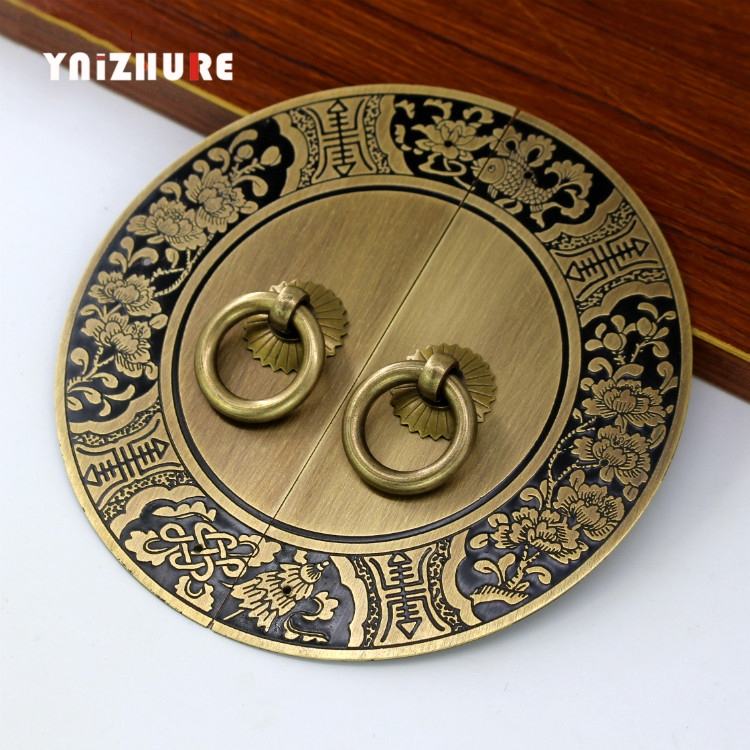 140mm Chinese Antique Furniture Cabinet Drawer Handle Copper Round Decorative|Cabinet Pulls|   - AliExpress