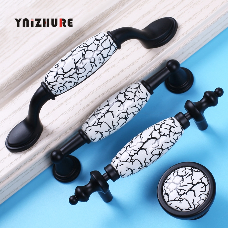 Black White Door Handles Country Style Ceramic Drawer Pulls Knob Kitchen Cabinet Handles and Knobs Furniture Handles|Cabinet Pulls|   - AliExpress