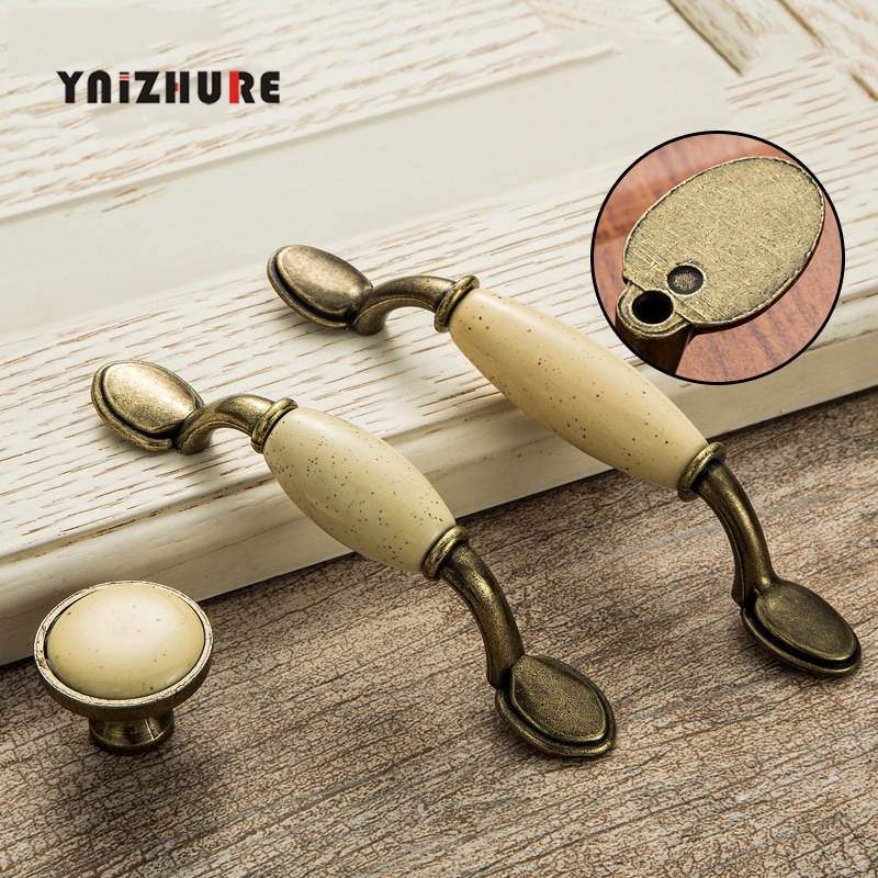 Beige Ceramic Door Handles Antique Furniture Knobs and Handles for Kitchen Cabinet Cupboards Drawer Pulls Concise Drawer Handles|Cabinet Pulls|   - AliExpress