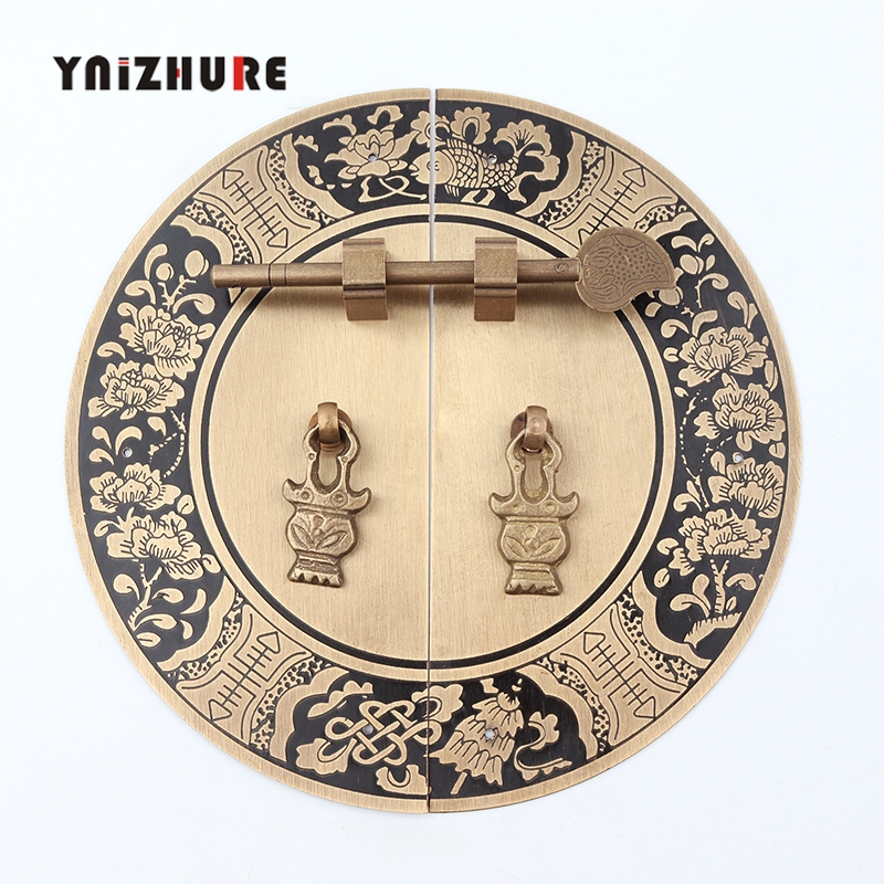 140mm 180mm Chinese Antique Furniture Copper Accessories Cabinet Door Shoe Wardrobe Cupboard Handle Copper Round Screw Mount|Cabinet Pulls|   - AliExpress