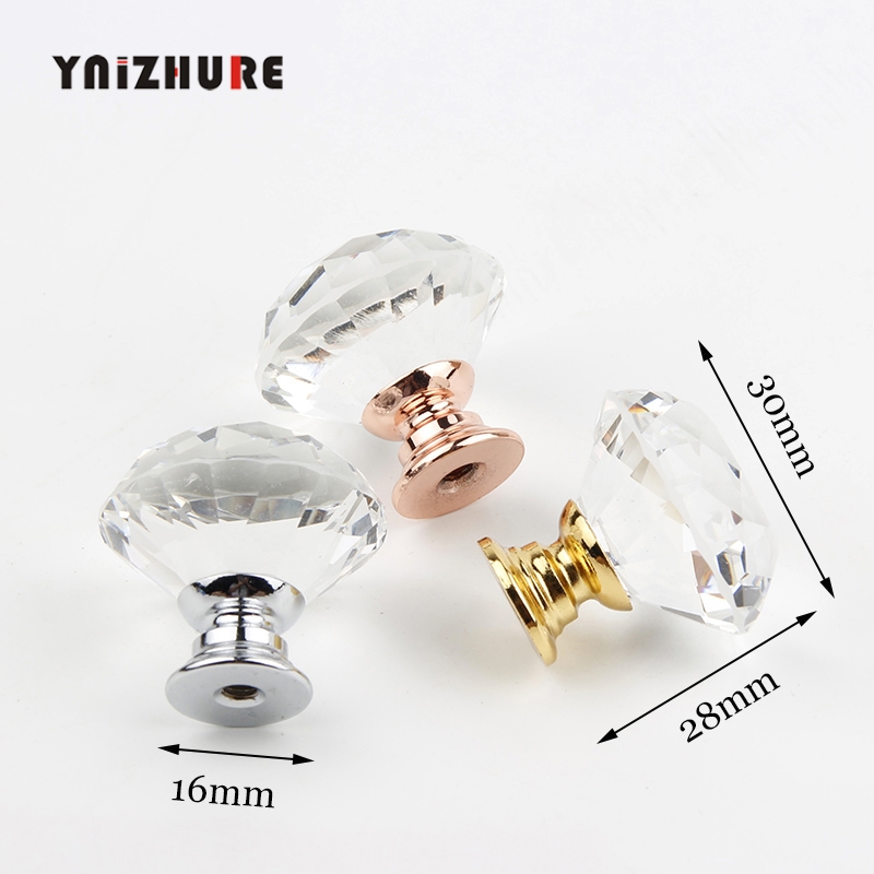 YNIZHURE Brand 30mm Diamond Crystal Glass Knobs Cupboard Pulls Drawer Knobs Kitchen Cabinet Handles Furniture Handle Hardware|Cabinet Pulls|   - AliExpress