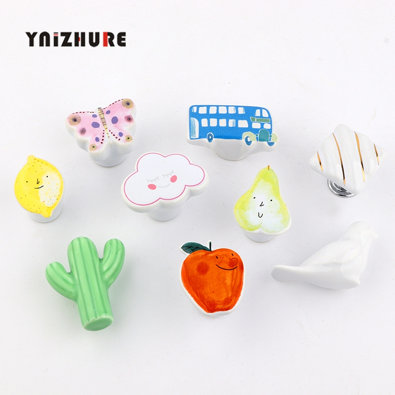 Cartoon Ceramic Wardrobe Handle Children's Student Room Locker Drawer Cloud Car Fruit Cupboard Door Cabinet Knobs|Cabinet Pulls|   - AliExpress