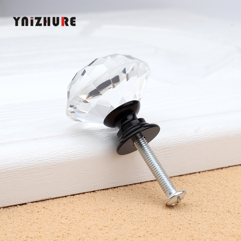 YNIZHURE Design 30mm Black Diamond Shape Crystal Glass Knobs Cupboard Drawer Pull Kitchen Cabinet Door Wardrobe Handles Hardware|Cabinet Pulls|   - AliExpress