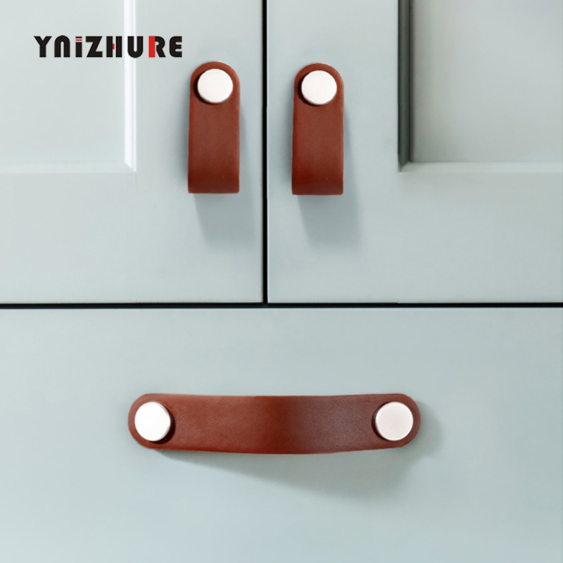 Leather Door Knobs and Handles for Cabinet Kitchen Cupboard Black Brown Furniture Handles Dresser Wardrobe Drawer Pulls|Cabinet Pulls|   - AliExpress