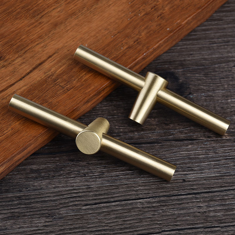 1pc T Bar Knobs Pulls Pure Copper Kitchen Cabinet Door Handles Brushed Gold Brass Drawer Knobs Pull Handles Dresser Pulls|Cabinet Pulls|   - AliExpress