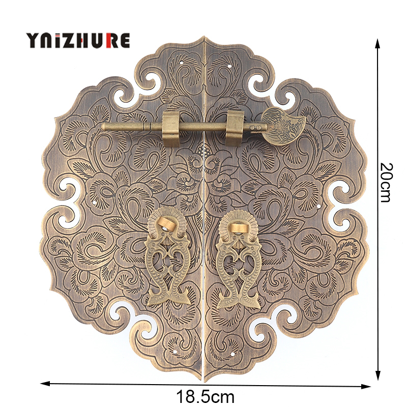 200mm Pure Copper Antique Chinese Furniture Handle Cabinet Door Pull Wardrobe Bookcase Double Open The Door Drawer Handle|Cabinet Pulls|   - AliExpress