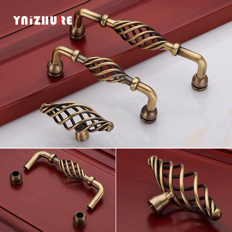 YNIZHURE Vintage Antique Bronze Cabinet Handles Hollow Out Birdcage Handles Drawer Knobs Wardrobe Door Pullers Furniture Handle|Cabinet Pulls|   - AliExpress