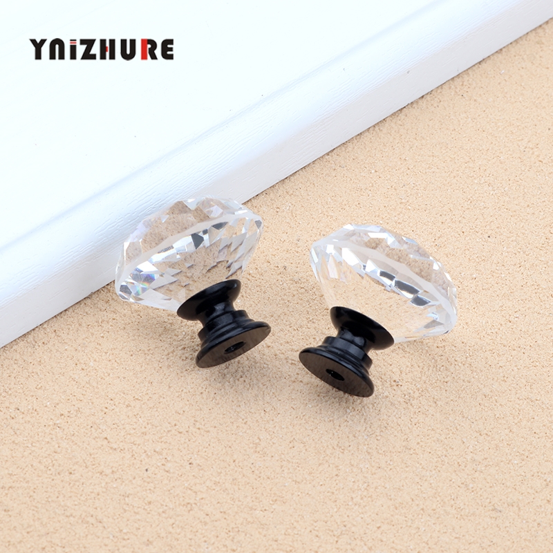 YNIZHURE Design 30mm Black Diamond Shape Crystal Glass Knobs Cupboard Drawer Pull Kitchen Cabinet Door Wardrobe Handles Hardware|Cabinet Pulls|   - AliExpress