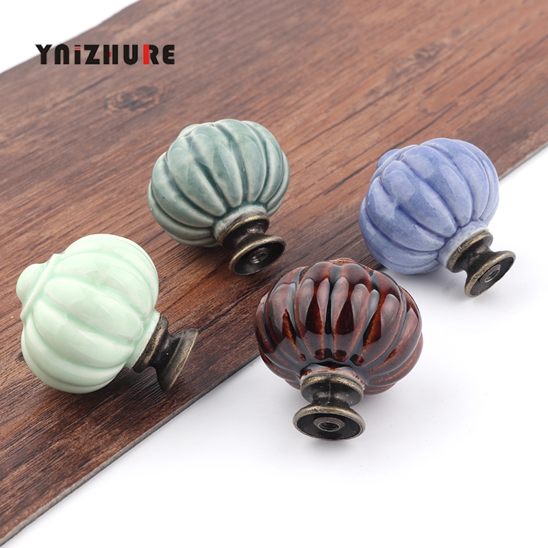 Rural Pumpkin Style Assorted Ceramic Knobs for Cabinet Dresser Drawers Handles Ceramic Cabinet Pulls Perillas Buttons|Cabinet Pulls|   - AliExpress