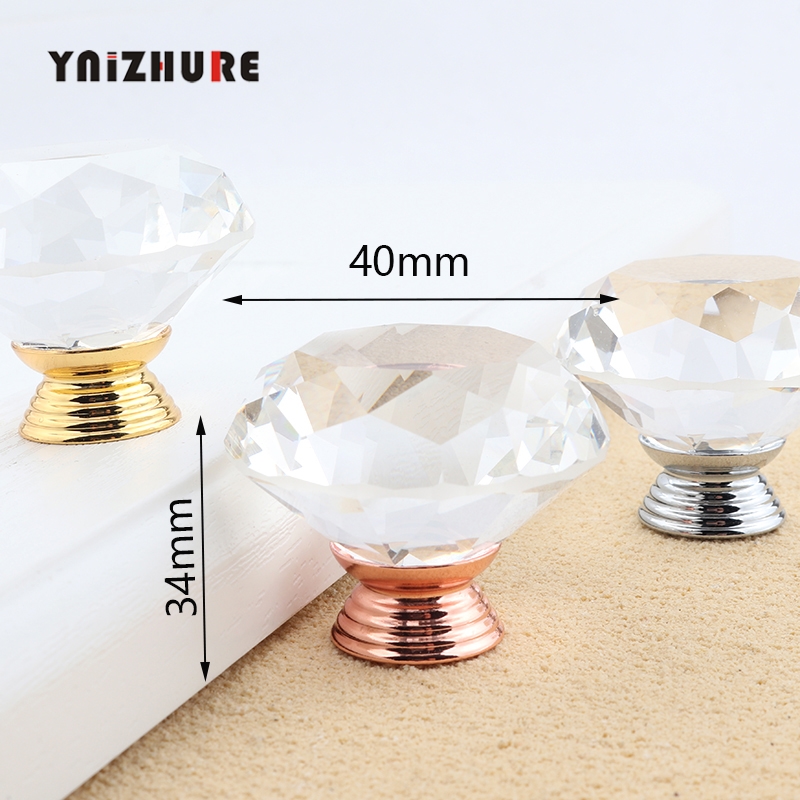 40mm Diamond Shape Crystal Glass Knobs Cupboard Pulls Drawer Knobs Kitchen Cabinet Handles Furniture Handle Hardware|Cabinet Pulls|   - AliExpress