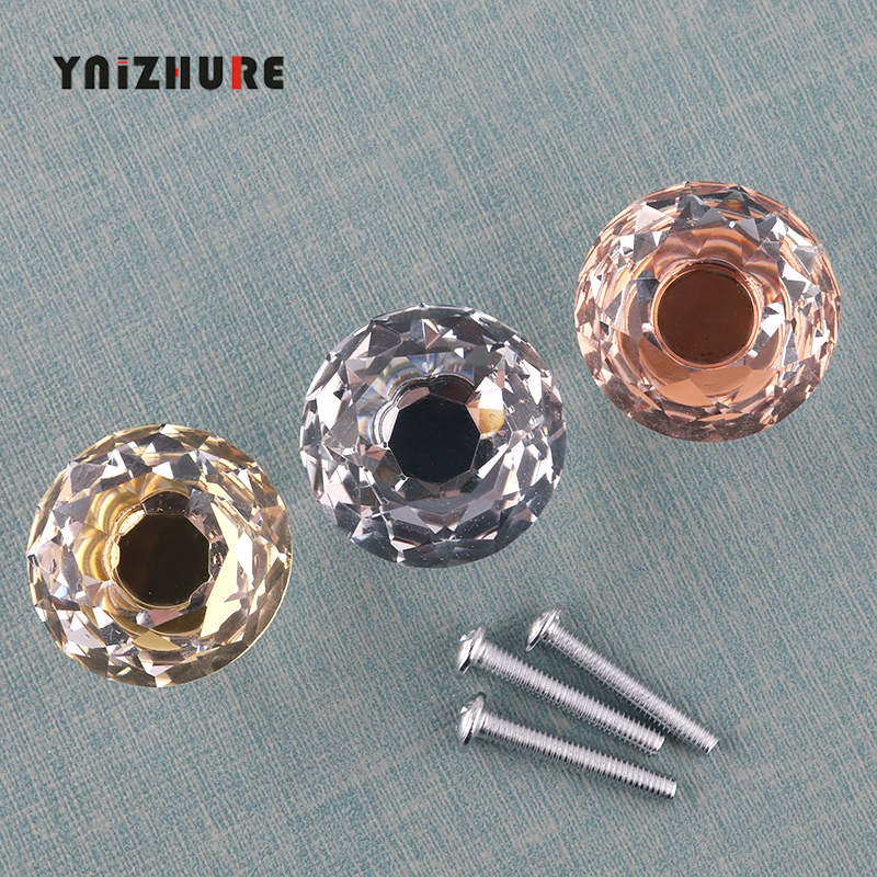 YNIZHURE Brand 30mm Diamond Crystal Glass Knobs Cupboard Pulls Drawer Knobs Kitchen Cabinet Handles Furniture Handle Hardware|Cabinet Pulls|   - AliExpress