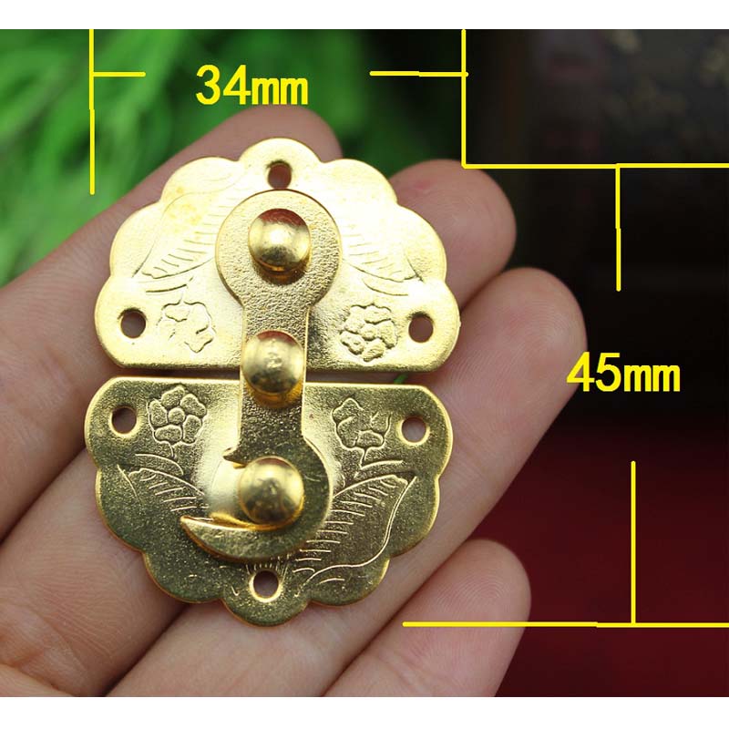 Yellow Antique Iron Latch Decorative DIY Jewelry Gift Wine Wooden Box Suitcase Case Hasp Latch Hook Vintage,34*45mm,2Sets|Locks|   - AliExpress