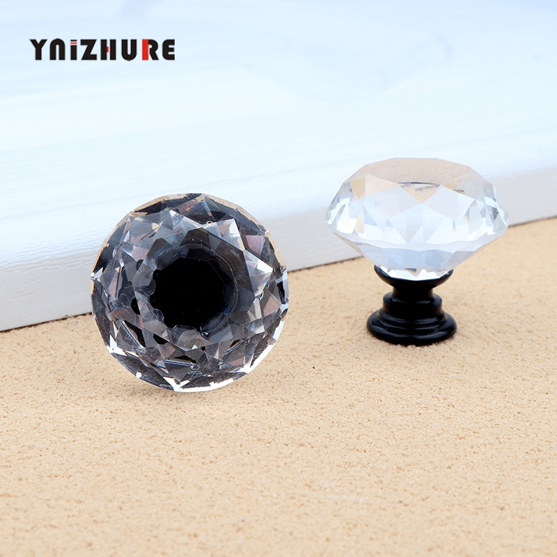 YNIZHURE Design 30mm Black Diamond Shape Crystal Glass Knobs Cupboard Drawer Pull Kitchen Cabinet Door Wardrobe Handles Hardware|Cabinet Pulls|   - AliExpress