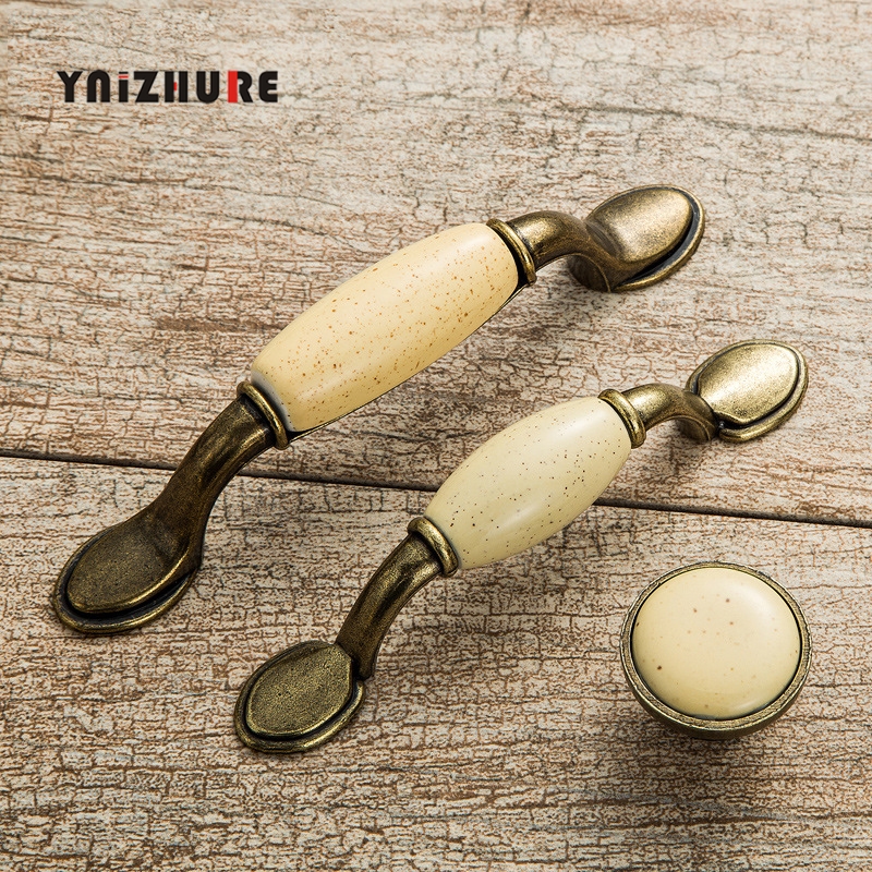 Beige Ceramic Door Handles Antique Furniture Knobs and Handles for Kitchen Cabinet Cupboards Drawer Pulls Concise Drawer Handles|Cabinet Pulls|   - AliExpress