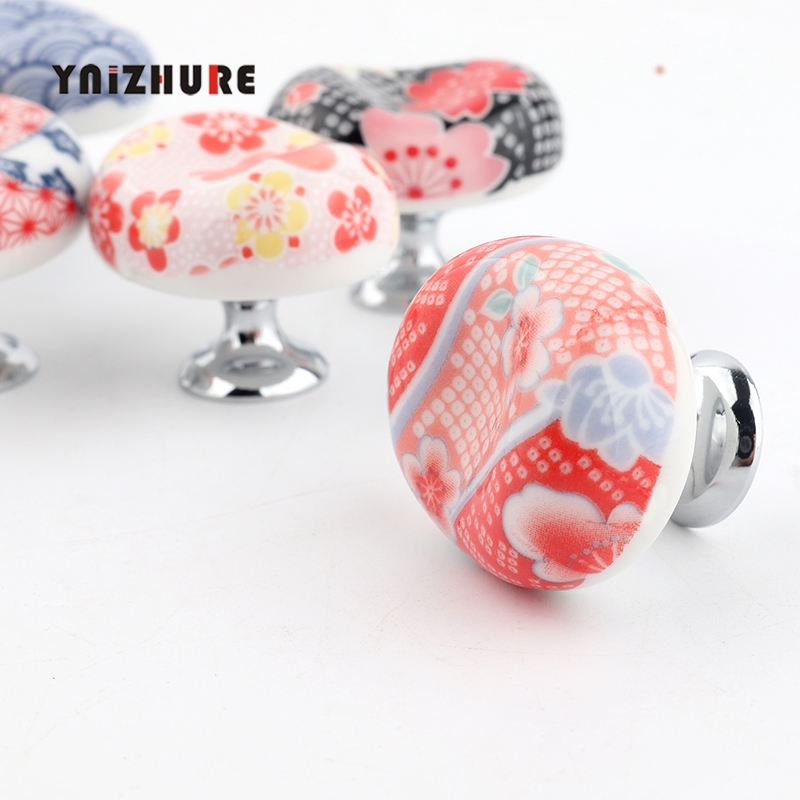 Rural style Printing Hand painted Knobs Ceramic Handle Small Sushi Restaurant Cabinet Drawer Handle Creative Cabinet Handles|Cabinet Pulls|   - AliExpress