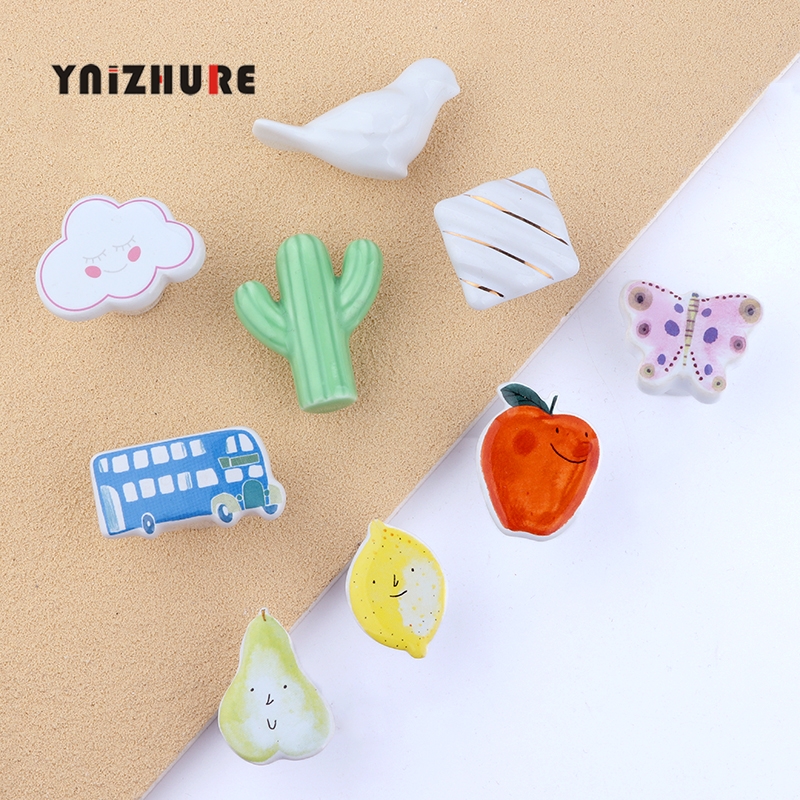 Cartoon Ceramic Wardrobe Handle Children's Student Room Locker Drawer Cloud Car Fruit Cupboard Door Cabinet Knobs|Cabinet Pulls|   - AliExpress