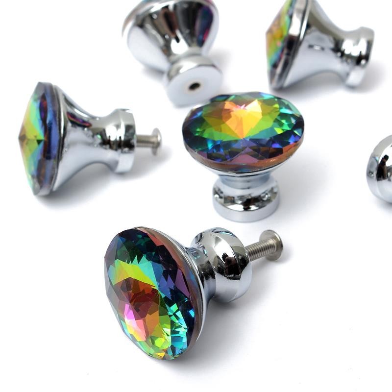 10pcs 30mm  K9 Crystal Glass Handle Knob With Screw  Furniture Door Kitchen Cabinet Drawer Wardrobe Diamond Shape pull Handle|glass handles knobs|handle knobcrystal glass handles - AliExpress