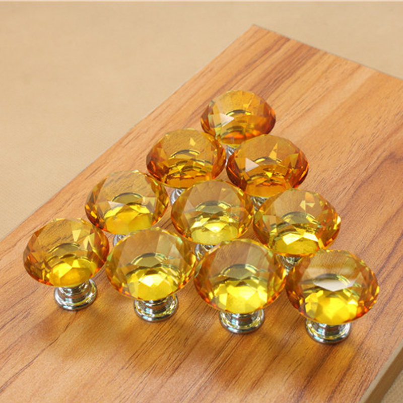 10PCS/Set Yellow Metal Crystal Door Handles Glass Diamond Pulls Knobs Wardrobe Kitchen Cabinet Cupboard Drawer Furniture Knob|knob wardrobe|pull knobfurniture knobs - AliExpress