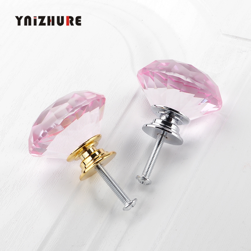 2019 New 40mm Diamond Shape Pink Crystal Glass Knobs Cupboard Pulls Drawer Handle Kitchen Cabinet Jewelry Wardrobe 1PCS|Cabinet Pulls|   - AliExpress