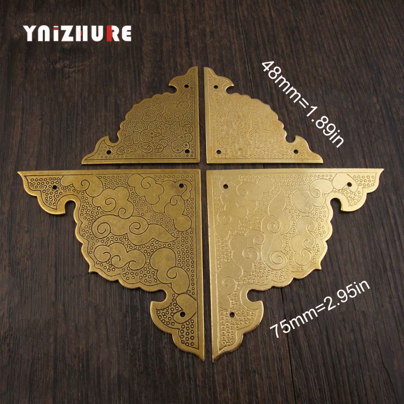 8pcs Antique Copper Angle Sheet Angle Flower Chinese Furniture Accessories Pure Copper Brass Paste The Corner|Corner Brackets|   - AliExpress