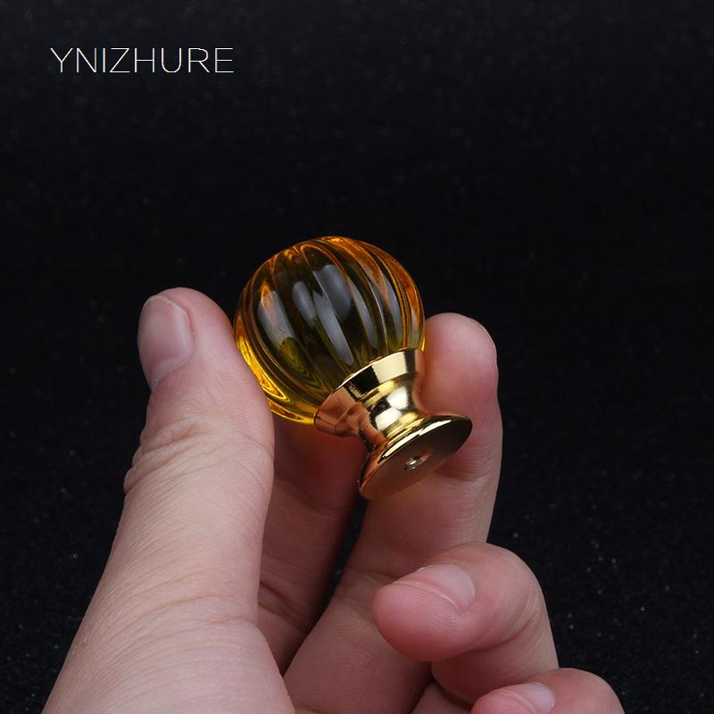 Puxadores Puxador Golden 30mm Crystal Glass Pumpkin Ball Shape Knob Furniture Drawer Cabinet Moving Door Dresser Handle Kitchen|handle kitchen|dresser handlesknobs furniture - AliExpress