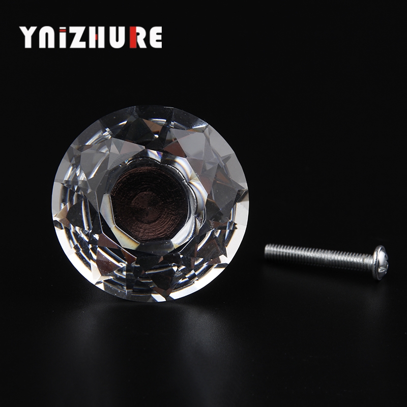 YNIZHURE Brand Design 1pcs 30mm Clear Diamond Shape Crystal Glass Pull Handle Cupboard Cabinet Drawer Door Furniture Knob|Cabinet Pulls|   - AliExpress