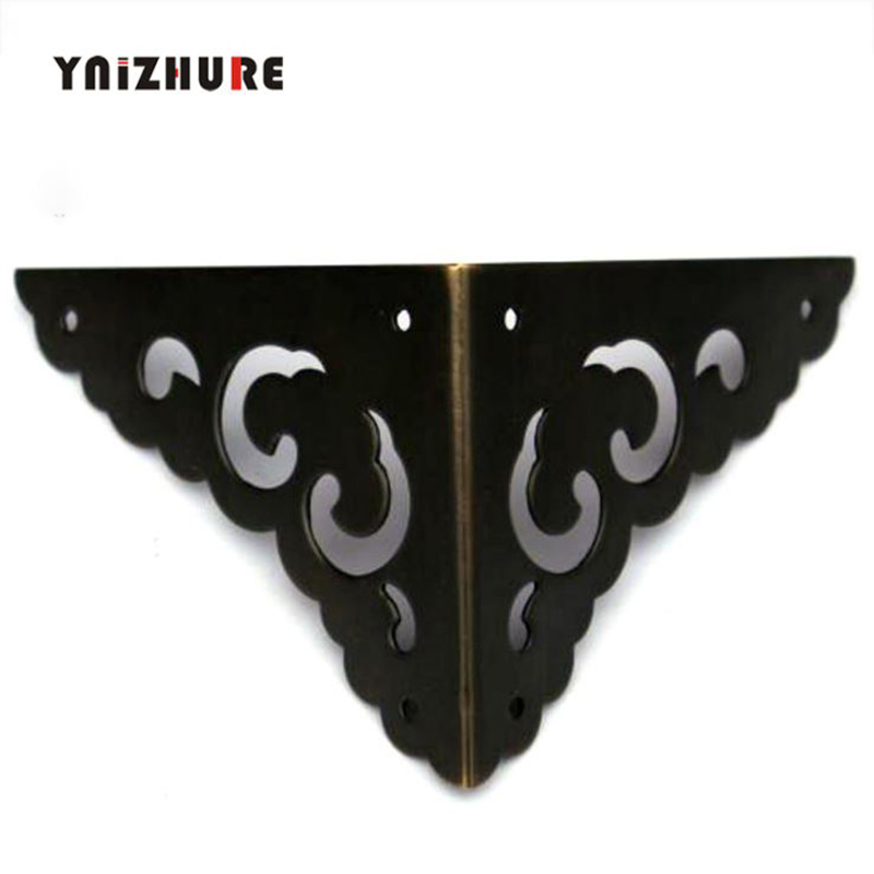 4pcs65MM Wooden Corners Copper Wrap Angle  Chinese Furniture Hardware Accessories Sided Corner Flower Black Brass Bronze|Corner Brackets|   - AliExpress