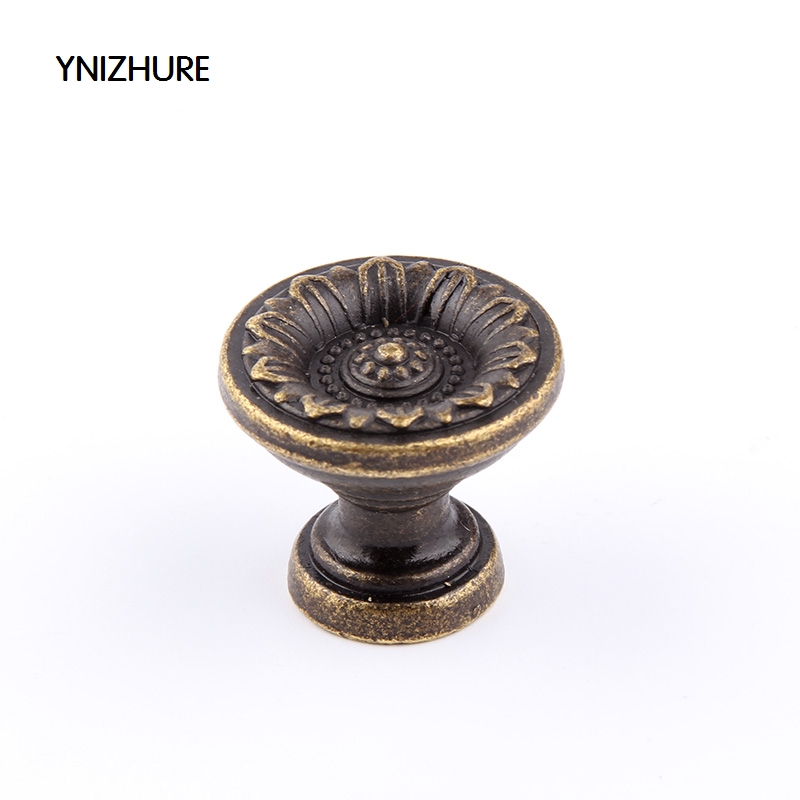 Ynizhure 10pcs 25*22mm Puxadores  Antique Handle Flower Round Brass Knobs And For Cabinets Single Hole Door Bronze Zinc Alloy|brass knobs|handle flowerantique handle - AliExpress