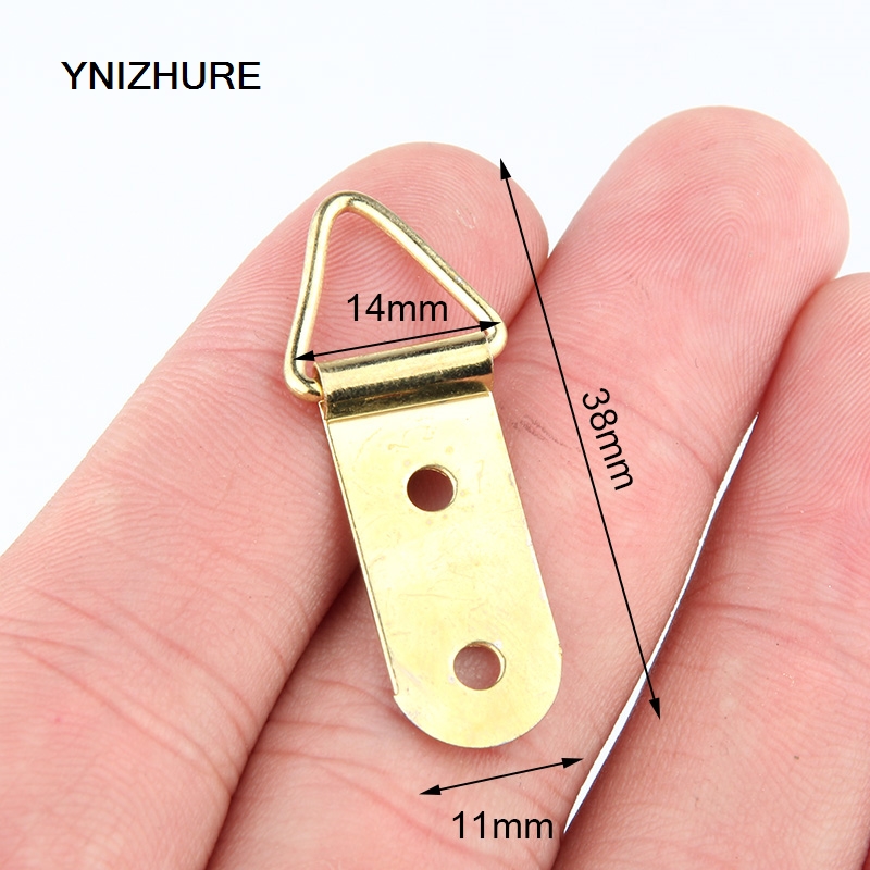 50pcs 11*14*38MM Photo Hanging Golden 2 holes D Ring Picture Oil Painting Family portrait Triangle hook hardware accessories|hardware hooks|accessory hookpicture hanging hardware - AliExpress