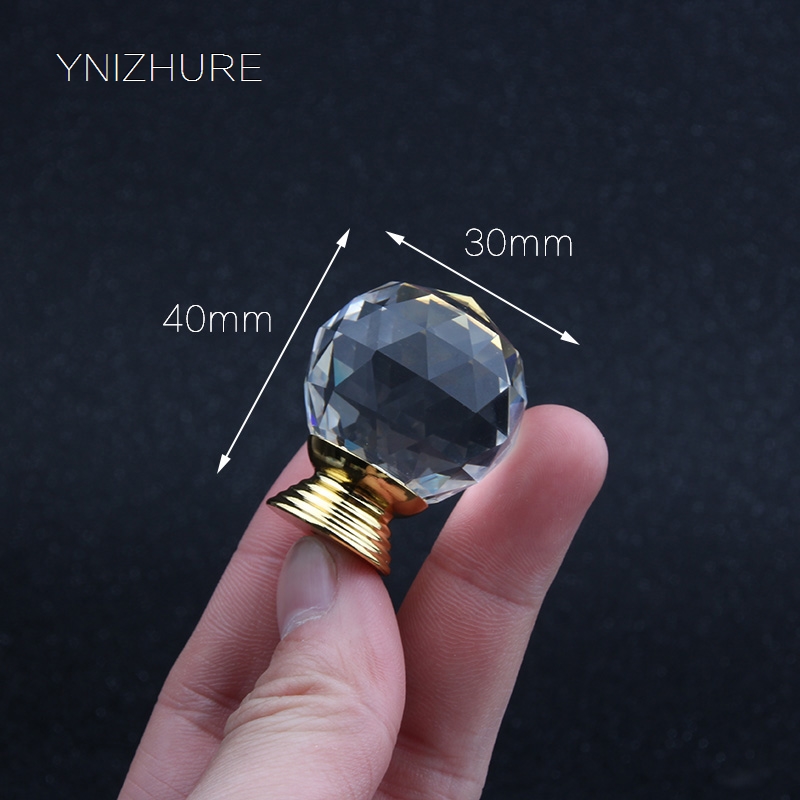 10 pcs/lot 30mm transparent crystal (ball shape)gold base single door knob/handle/pull cabinet drawer accessory|door knob|cabinet drawerdoor knob gold - AliExpress