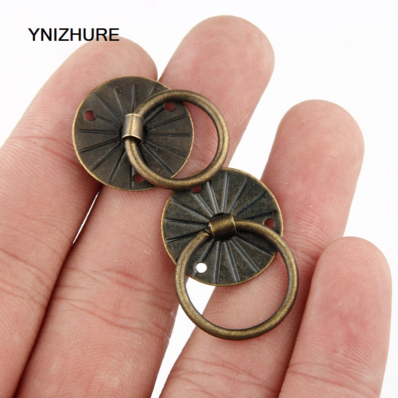 100PCS 20mm Antique Brass Decorative Mini Jewelry Chest Box Furniture Handle Cabinet Dresser Drawer Pull Knob Ring w/Screw|cabinet dresser|drawer pulls knobsfurniture handle - AliExpress