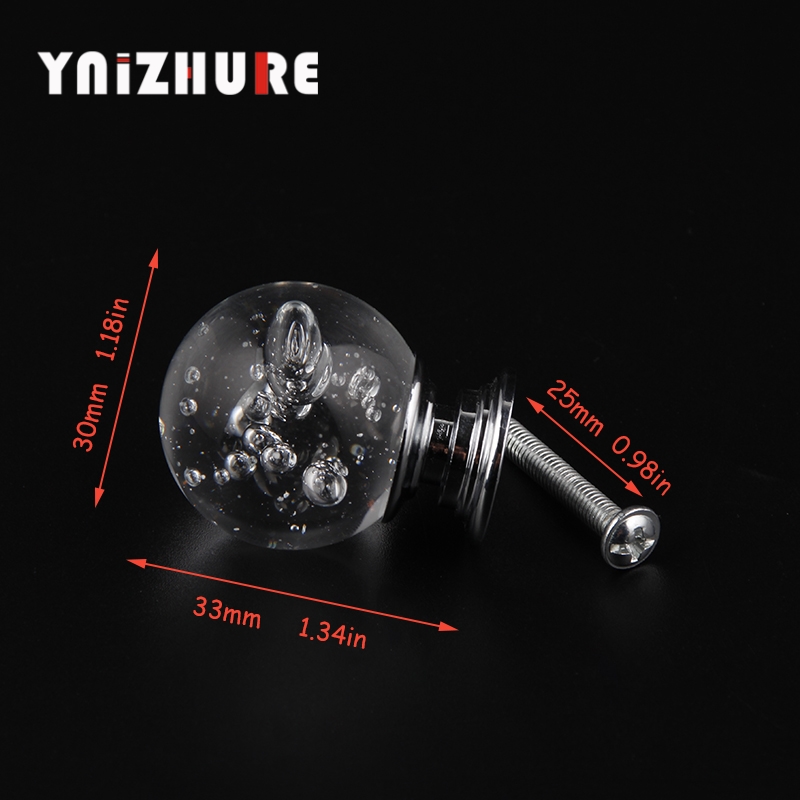 YNIZHURE 30mm Bubble Ball Design Clear Crystal Glass Knobs Cupboard Drawer Pull Kitchen Cabinet Wardrobe Handles Hardware|Cabinet Pulls|   - AliExpress