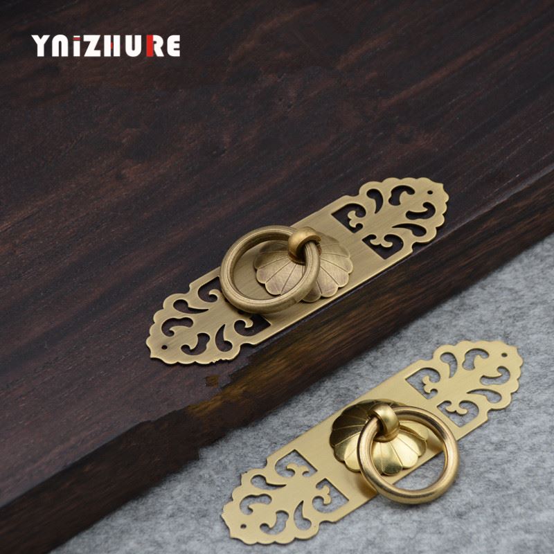 2PCS 13cm/15cm/18cm/22cm Chinese Antique Pure Copper Handle Bookcase Door Cabinet Knobs Striped Furniture Hollow Fower Handle|Cabinet Pulls|   - AliExpress