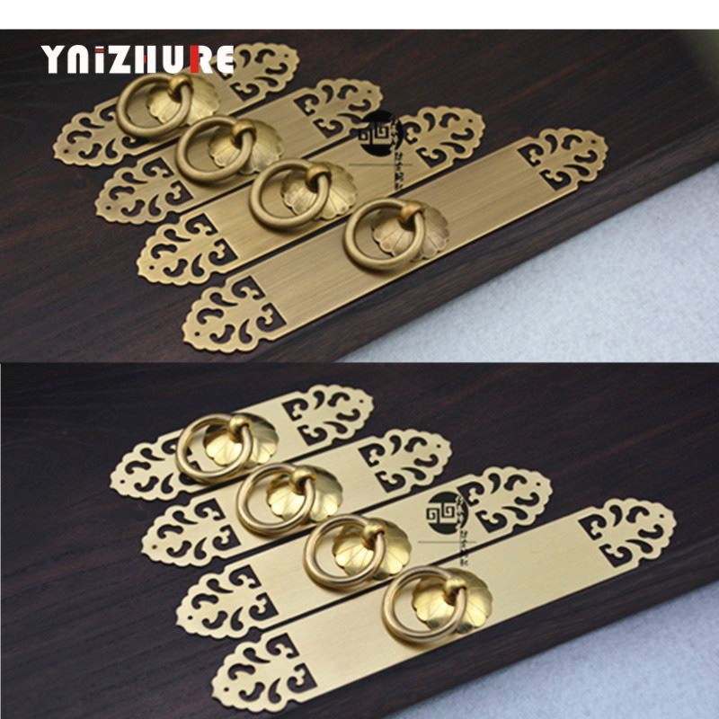 2PCS 13cm/15cm/18cm/22cm Chinese Antique Pure Copper Handle Bookcase Door Cabinet Knobs Striped Furniture Hollow Fower Handle|Cabinet Pulls|   - AliExpress