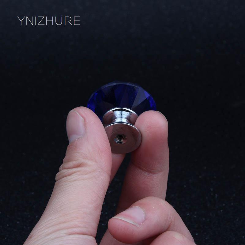 YNIZHURE Brand New 1pack/ 10Pcs Crystal Glass 30mm Blue Diamond Shape Knob Cupboard Drawer Pull Handle Hardware Accessories|drawer pull handles|pull handledrawer pulls - AliExpress