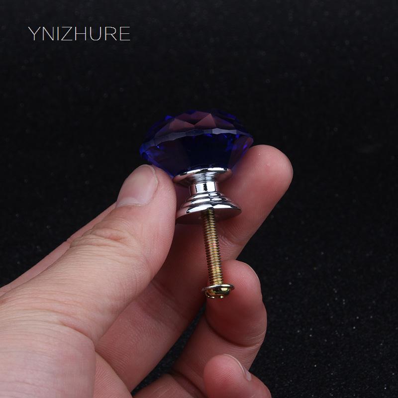 YNIZHURE Brand New 1pack/ 10Pcs Crystal Glass 30mm Blue Diamond Shape Knob Cupboard Drawer Pull Handle Hardware Accessories|drawer pull handles|pull handledrawer pulls - AliExpress