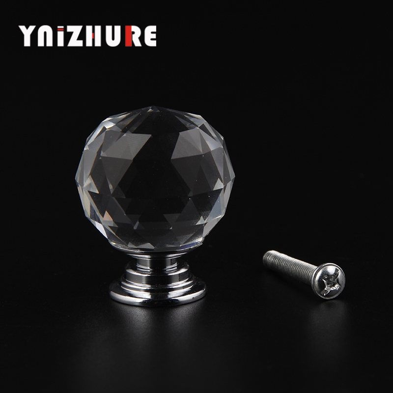 YNIZHURE 30mm Quality Crystal Ball Design Clear Crystal Glass Knobs Cupboard Drawer Pull Kitchen Cabinet Wardrobe Handles Hardwa|Cabinet Pulls|   - AliExpress