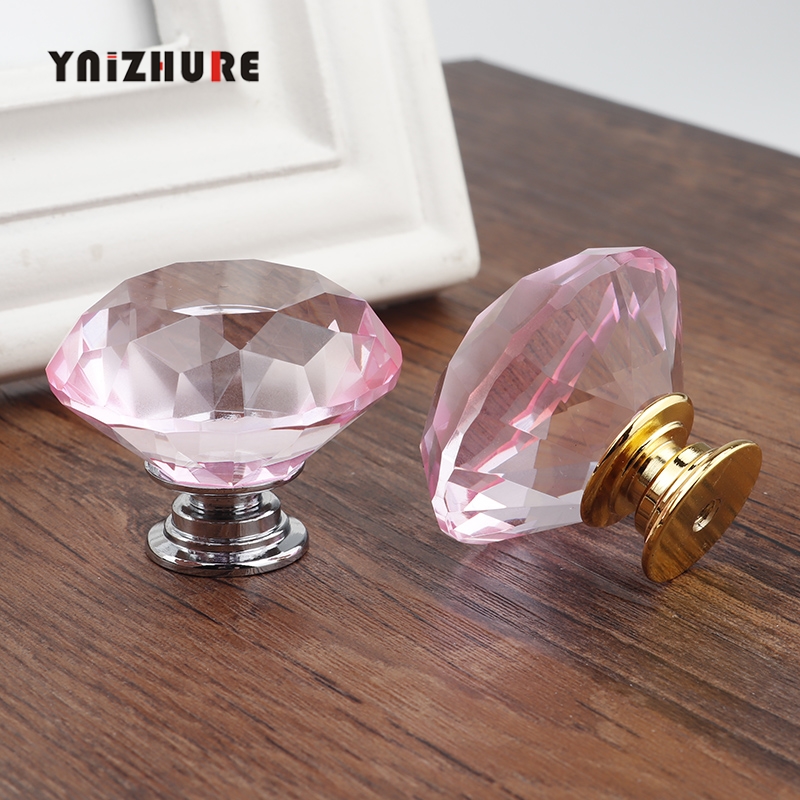 2019 New 40mm Diamond Shape Pink Crystal Glass Knobs Cupboard Pulls Drawer Handle Kitchen Cabinet Jewelry Wardrobe 1PCS|Cabinet Pulls|   - AliExpress