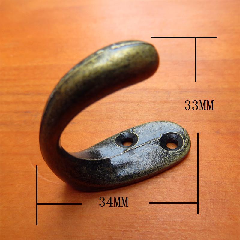 20PCS 34*33mm Hook Alloy Antique furniture wardrobe hook single hook thick bottom left right snap hook