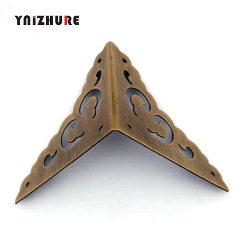 4pcs65MM Wooden Corners Copper Wrap Angle  Chinese Furniture Hardware Accessories Sided Corner Flower Black Brass Bronze|Corner Brackets|   - AliExpress