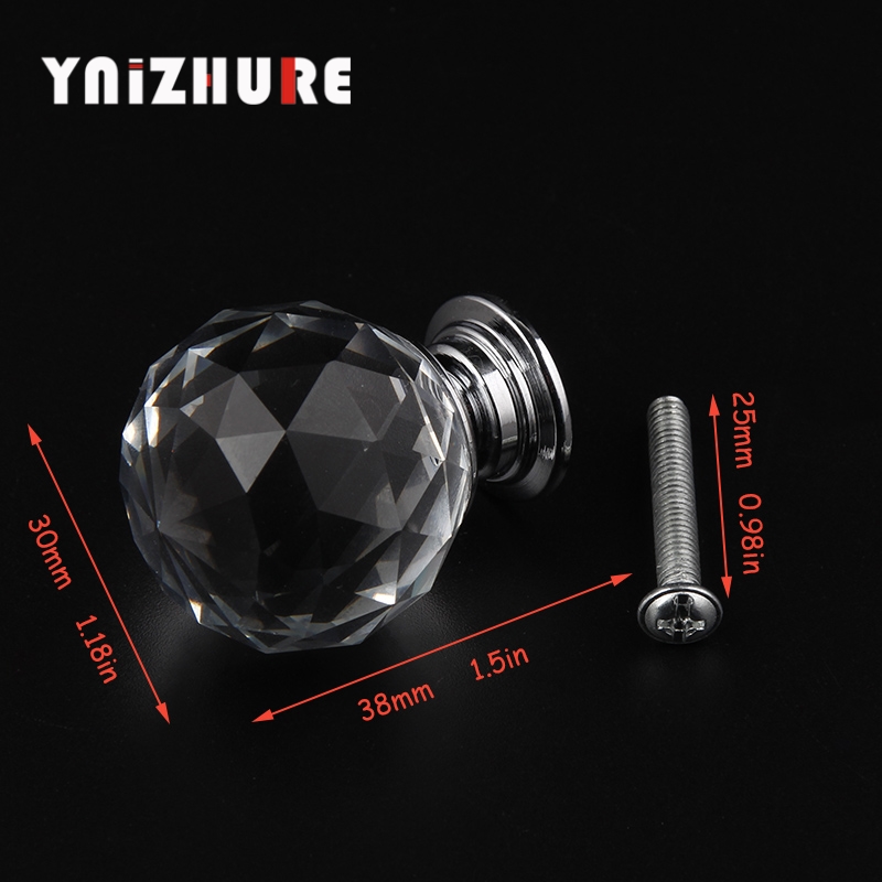 YNIZHURE 30mm Quality Crystal Ball Design Clear Crystal Glass Knobs Cupboard Drawer Pull Kitchen Cabinet Wardrobe Handles Hardwa|Cabinet Pulls|   - AliExpress