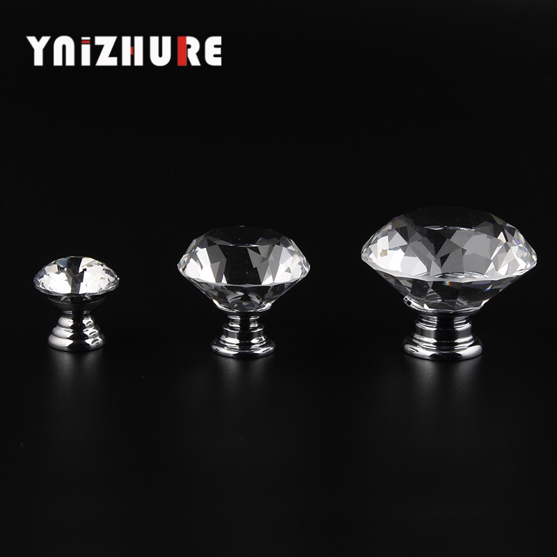 YNIZHURE Brand Design 1pcs 30mm Clear Diamond Shape Crystal Glass Pull Handle Cupboard Cabinet Drawer Door Furniture Knob|Cabinet Pulls|   - AliExpress