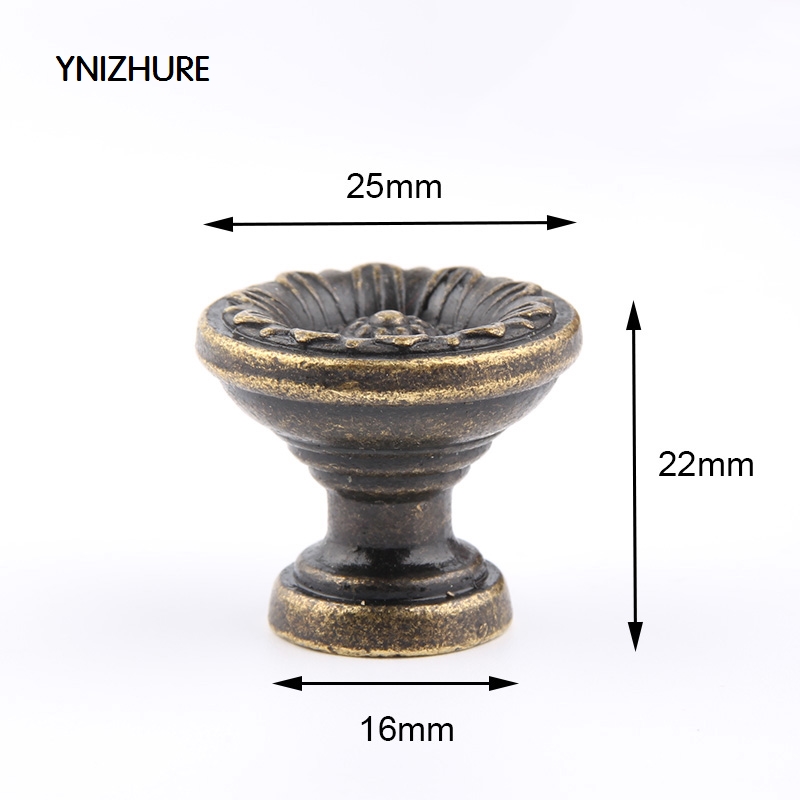 Ynizhure 10pcs 25*22mm Puxadores  Antique Handle Flower Round Brass Knobs And For Cabinets Single Hole Door Bronze Zinc Alloy|brass knobs|handle flowerantique handle - AliExpress