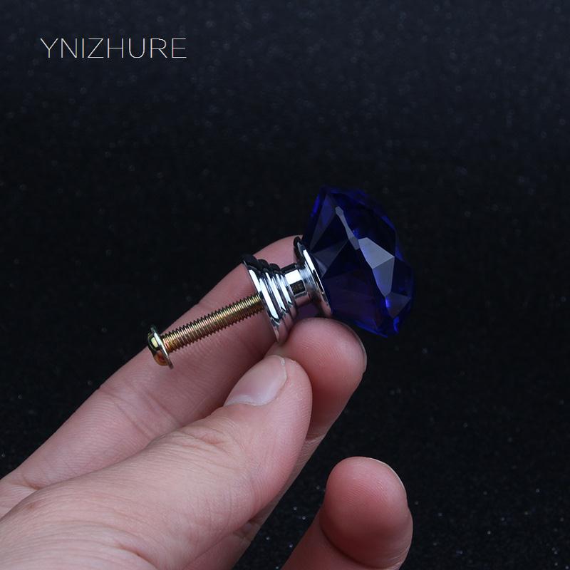 YNIZHURE Brand New 1pack/ 10Pcs Crystal Glass 30mm Blue Diamond Shape Knob Cupboard Drawer Pull Handle Hardware Accessories|drawer pull handles|pull handledrawer pulls - AliExpress